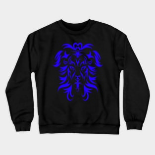 Tribal Tattoo Art Blue Lion Head Crewneck Sweatshirt